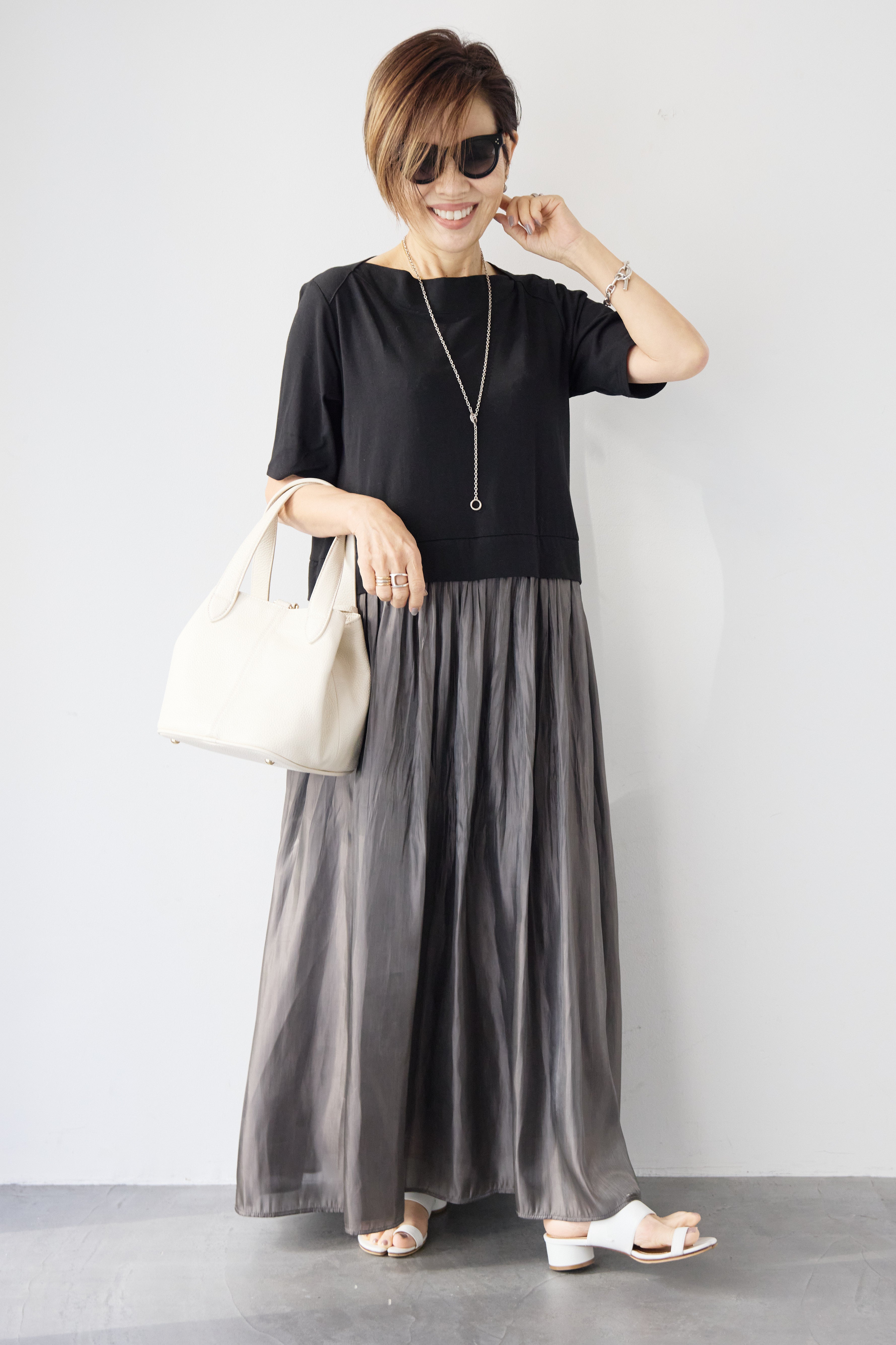 シアーギャザー切替ドッキングワンピース – plusotoha