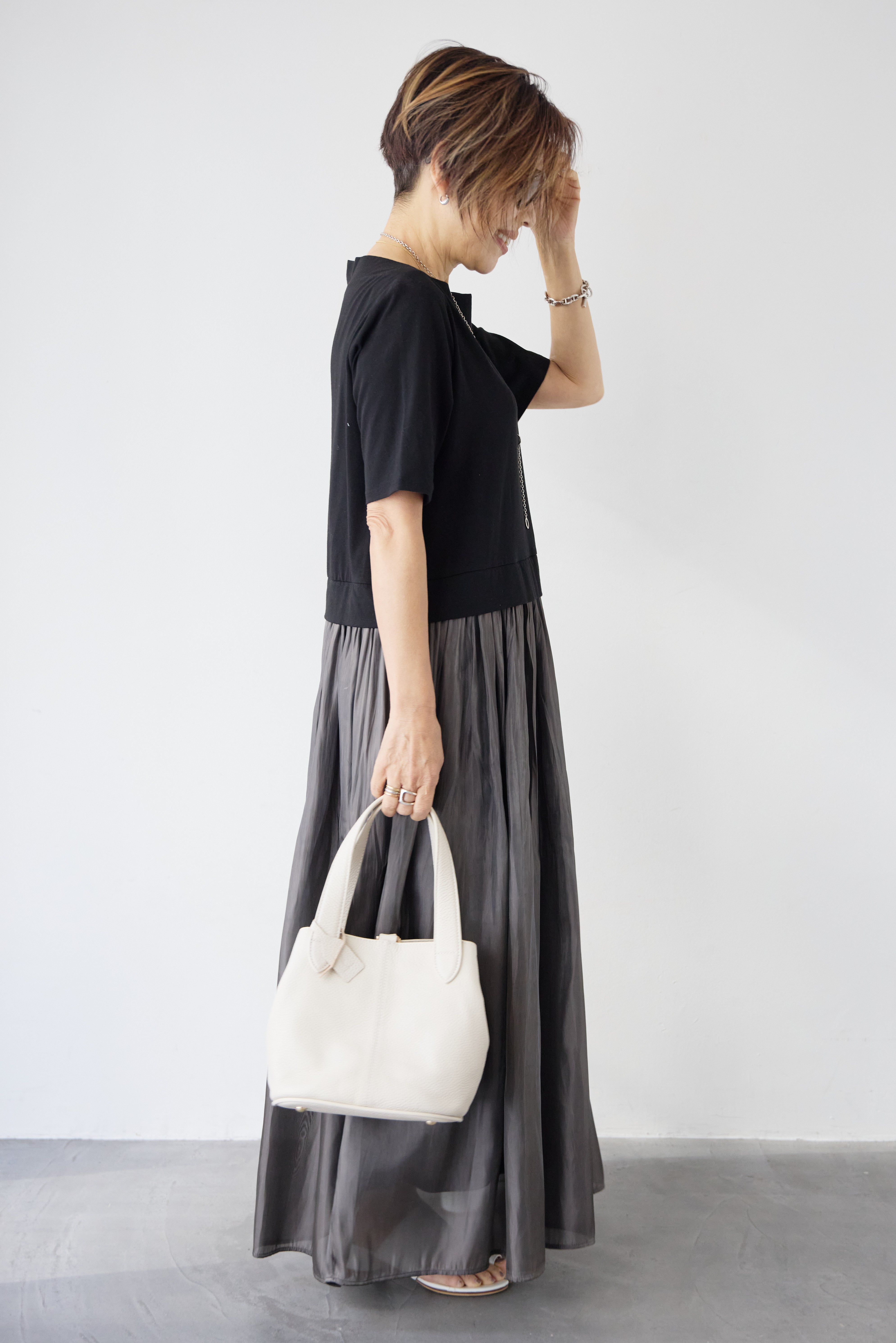 シアーギャザー切替ドッキングワンピース – plusotoha