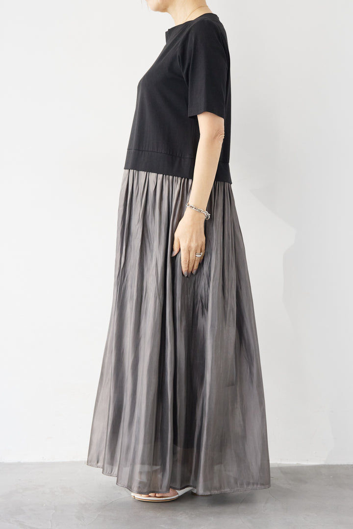 シアーギャザー切替ドッキングワンピース