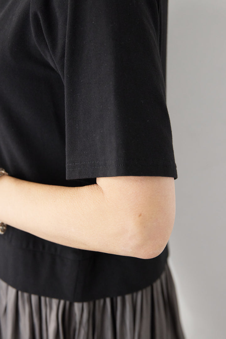 シアーギャザー切替ドッキングワンピース