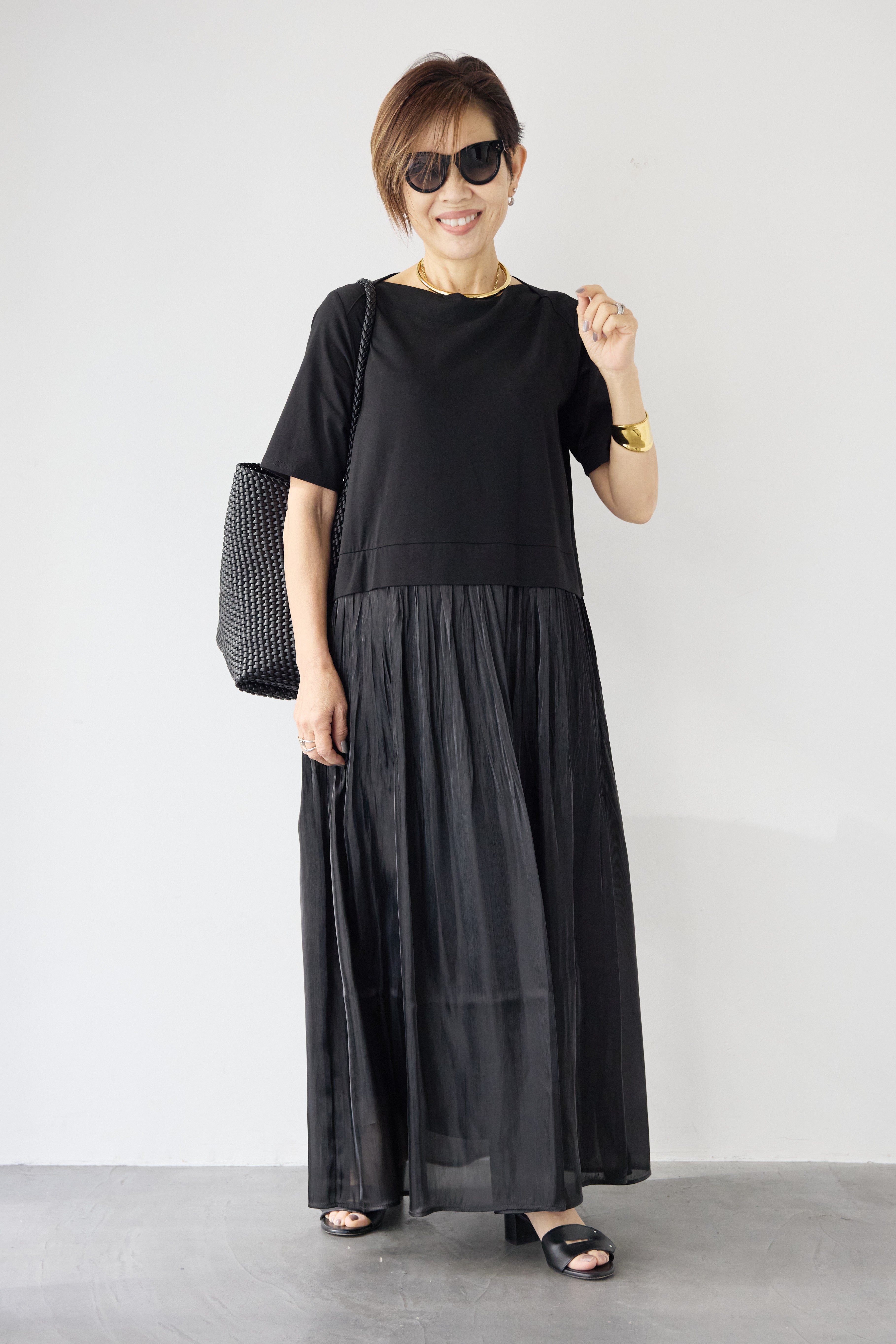 シアーギャザー切替ドッキングワンピース – plusotoha