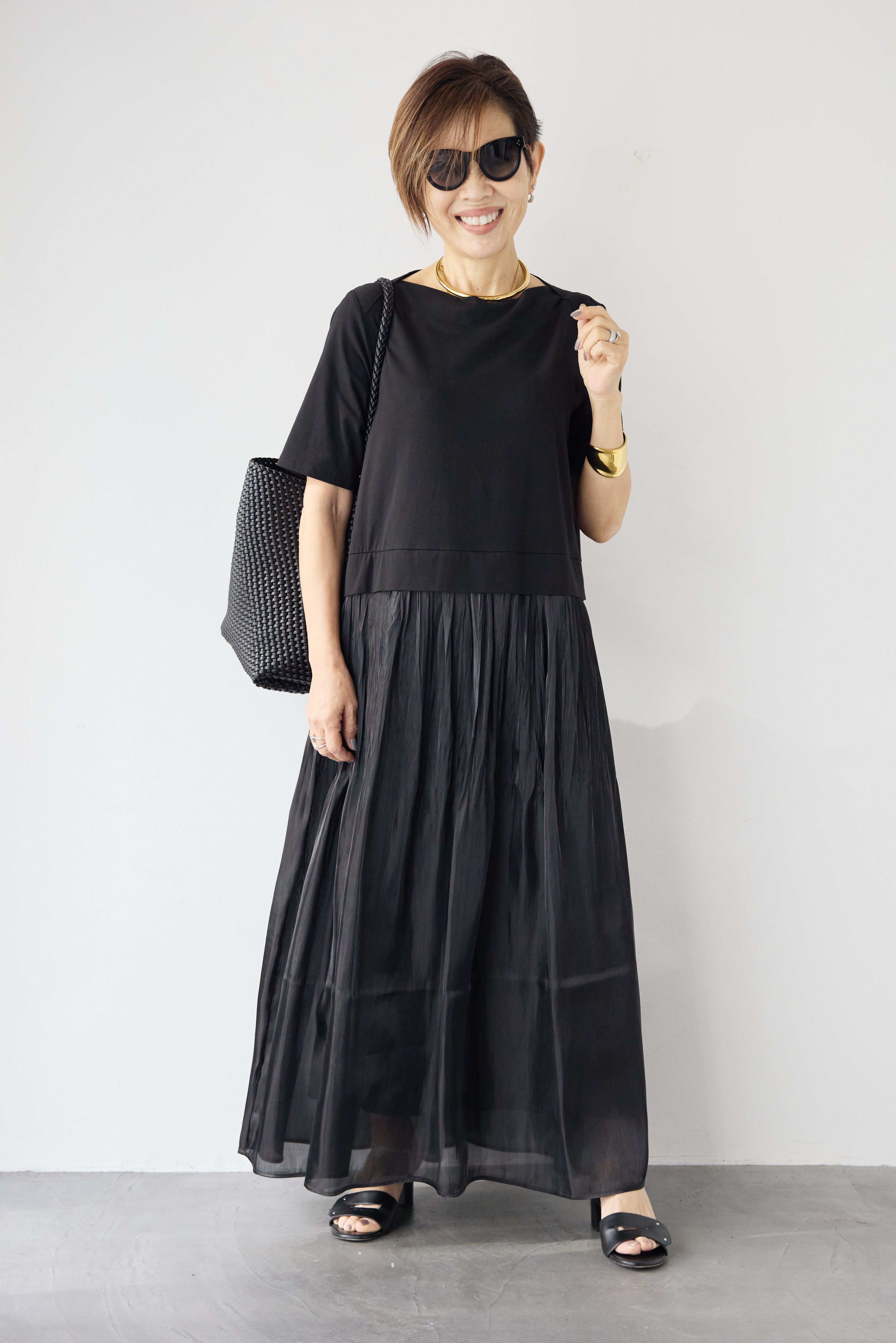 シアーギャザー切替ドッキングワンピース – plusotoha