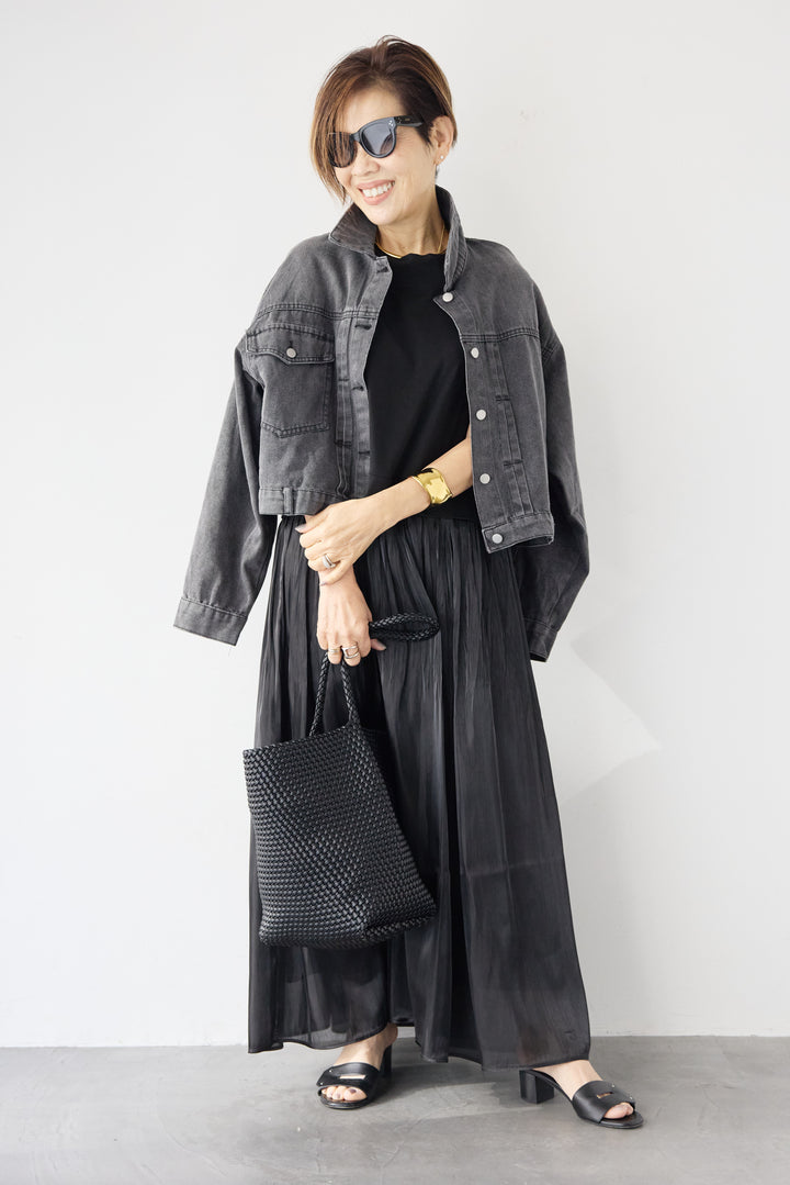 シアーギャザー切替ドッキングワンピース