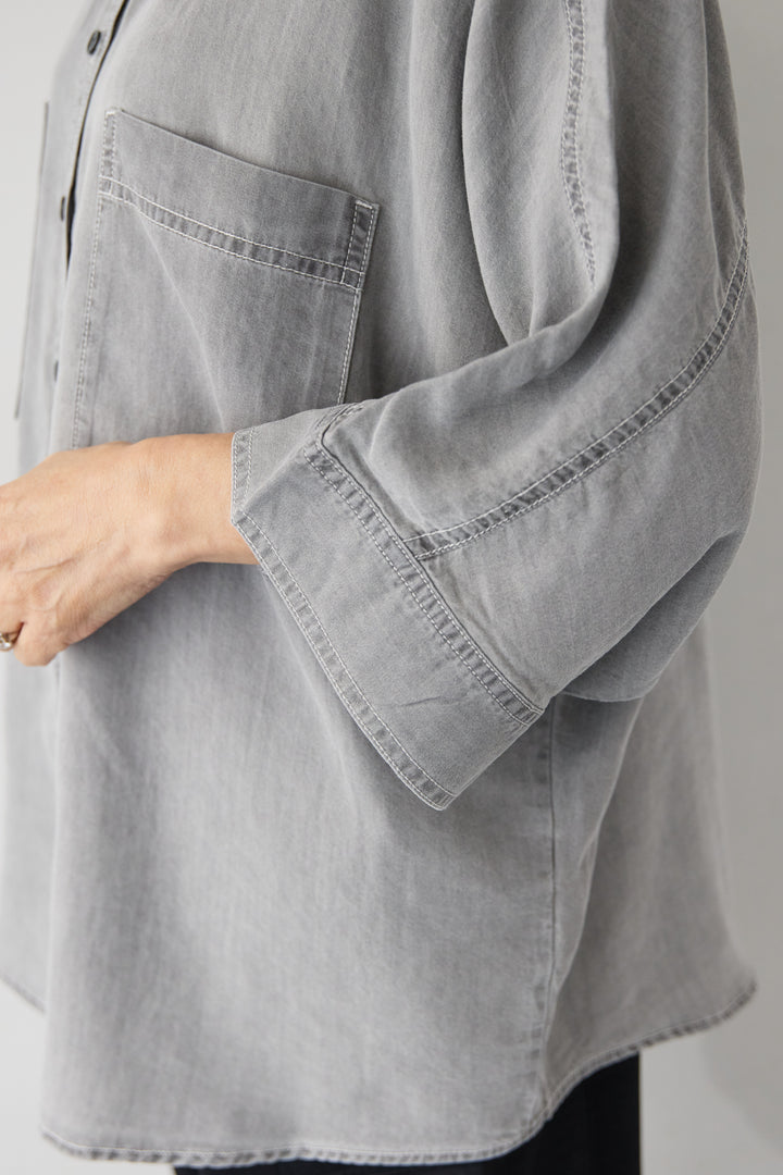 [SET]シルクライクデニムドルマンシャツ+ヴィンテージツイル カーゴパンツ(2set)