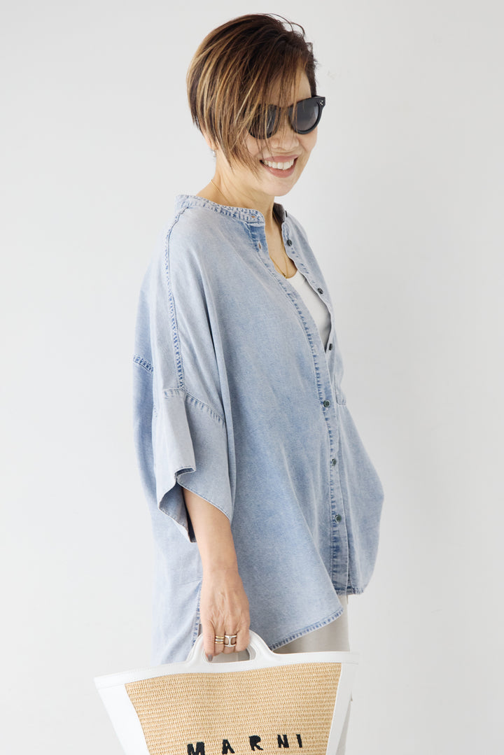 [SET]シルクライクデニムオーバーシャツ+ヴィンテージツイル カーゴパンツ(2set)