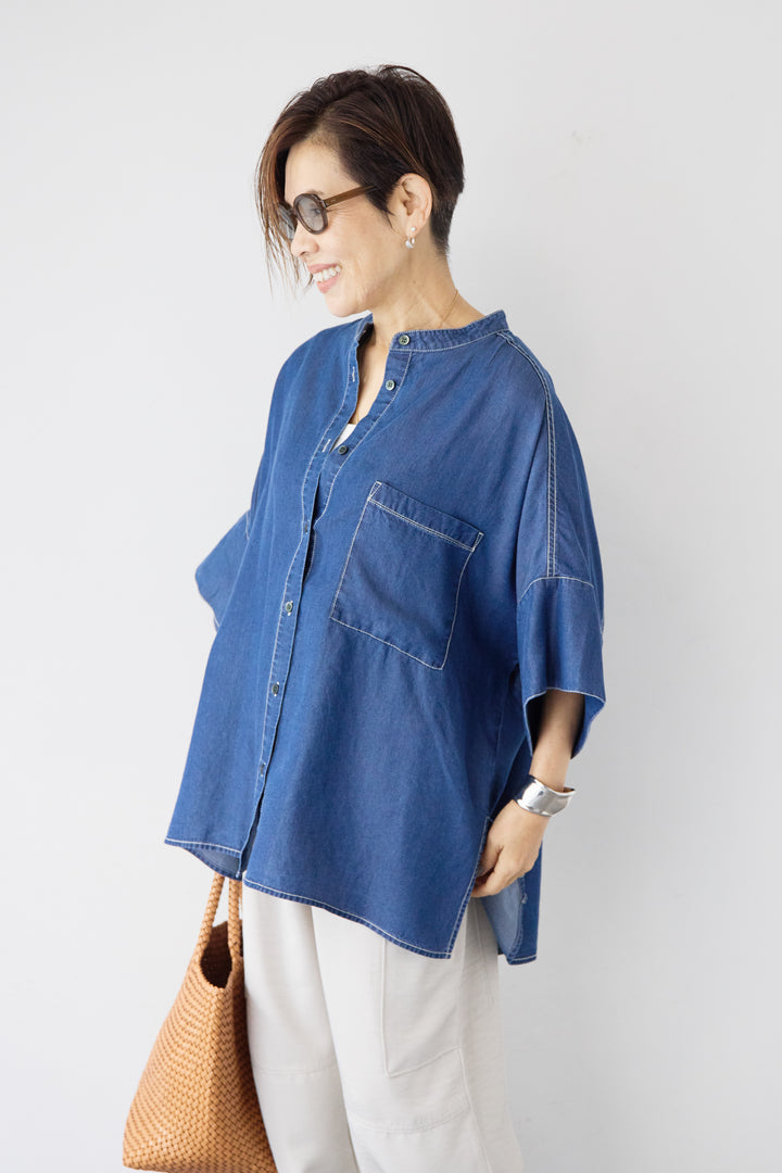 [SET]シルクライクデニムオーバーシャツ+ヴィンテージツイル カーゴパンツ(2set)