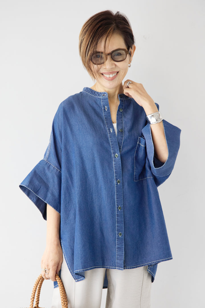 [SET]シルクライクデニムオーバーシャツ+ヴィンテージツイル カーゴパンツ(2set)