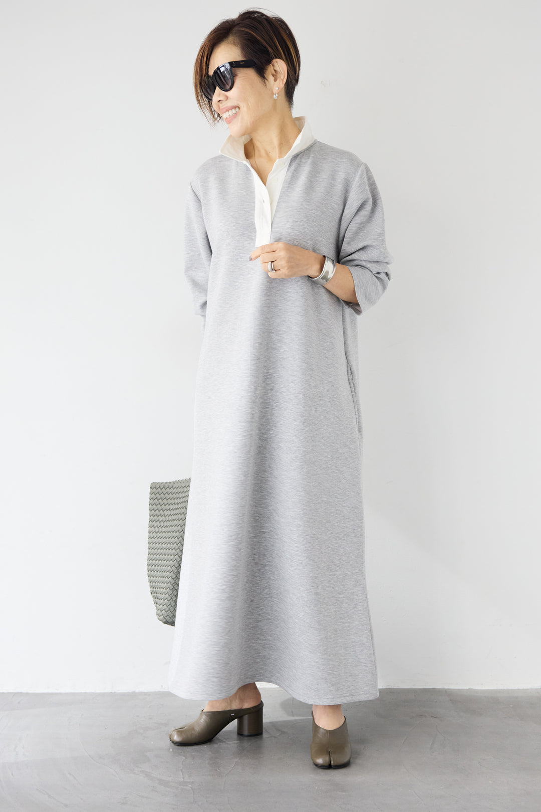 配色シャツカラー ダンボールワンピース