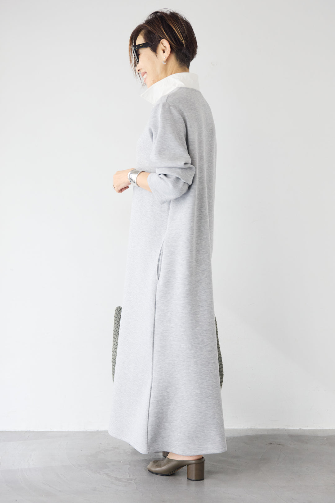 配色シャツカラー ダンボールワンピース