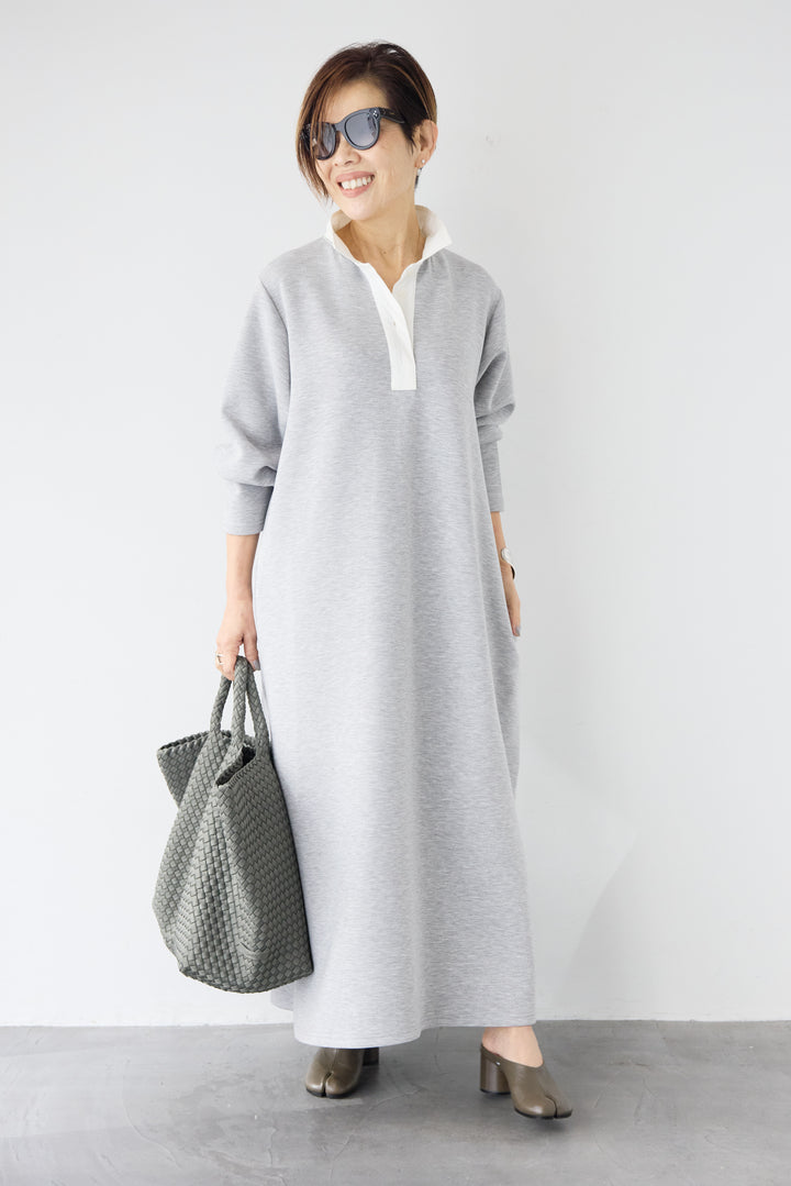 配色シャツカラー ダンボールワンピース