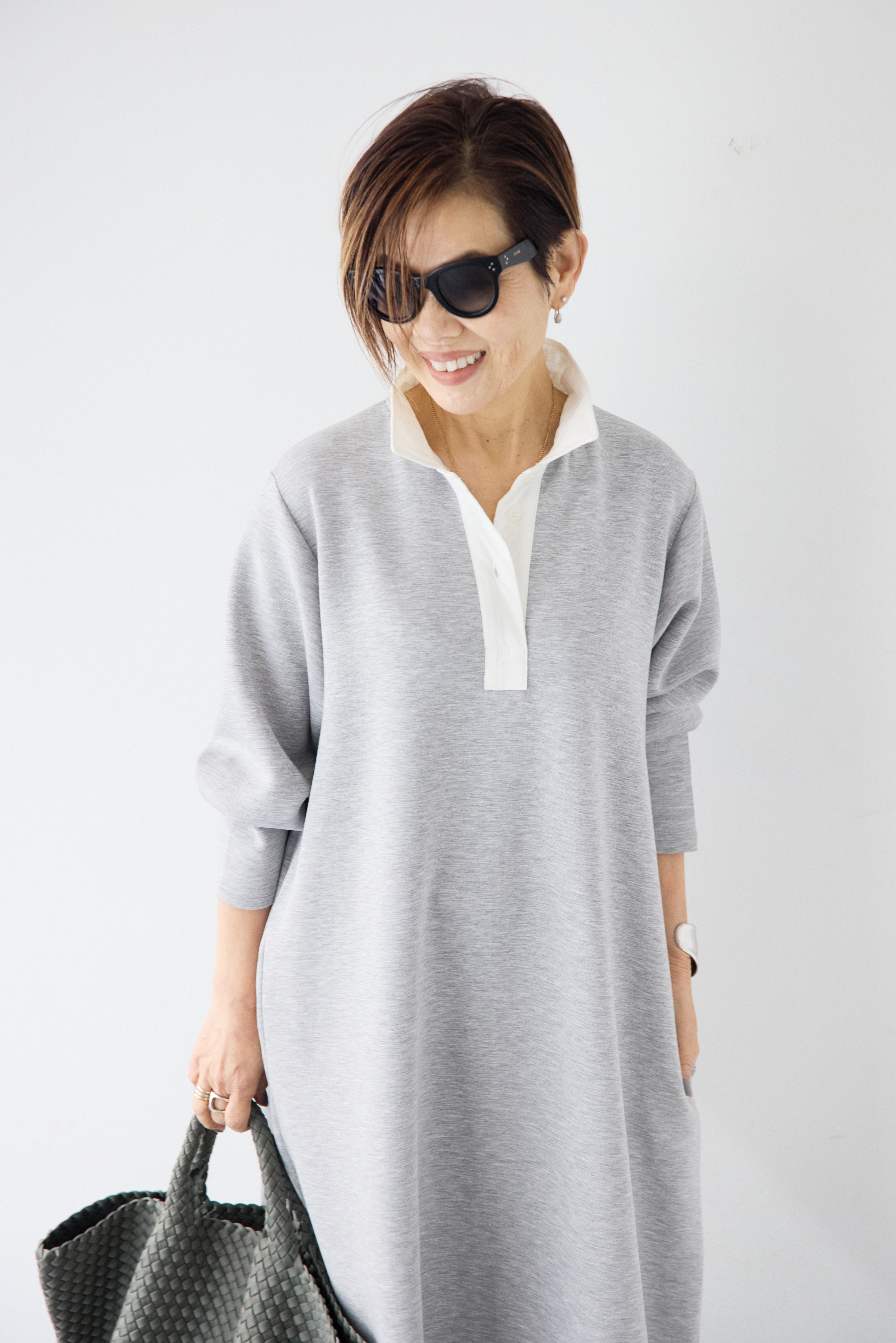 配色シャツカラー ダンボールワンピース – plusotoha