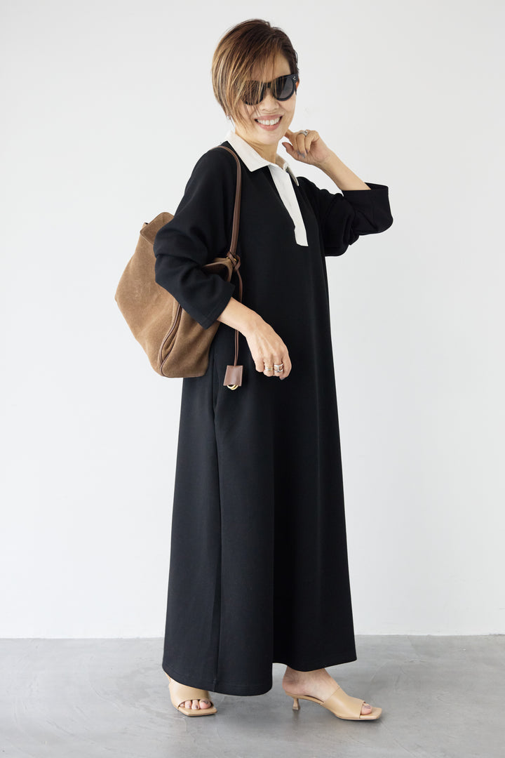 配色シャツカラー ダンボールワンピース