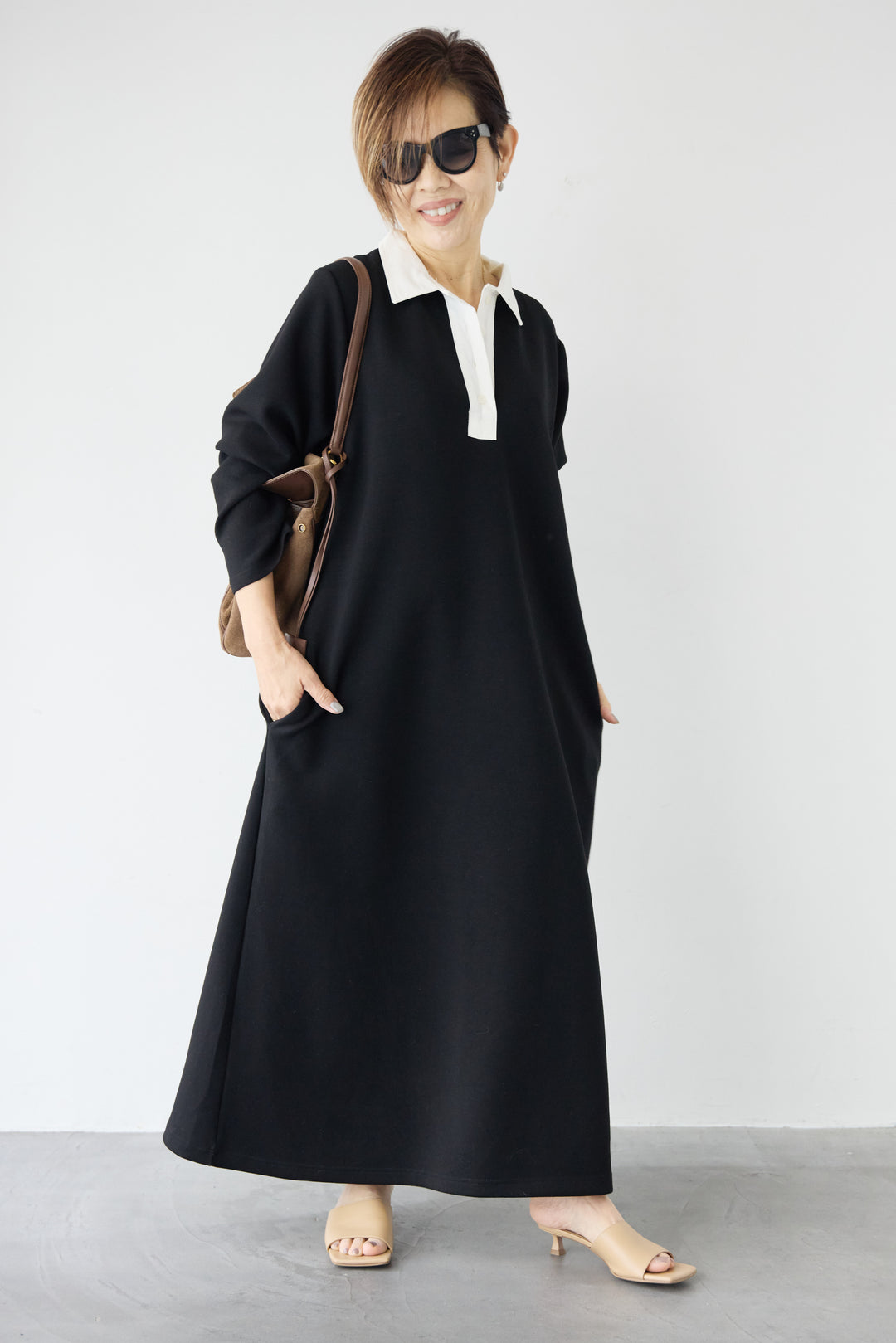 配色シャツカラー ダンボールワンピース