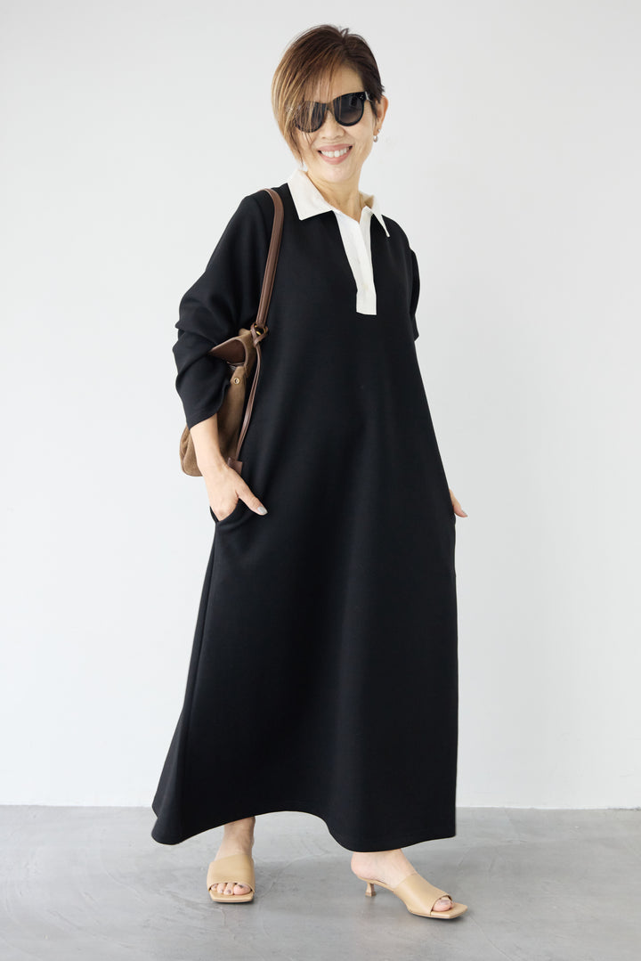 配色シャツカラー ダンボールワンピース