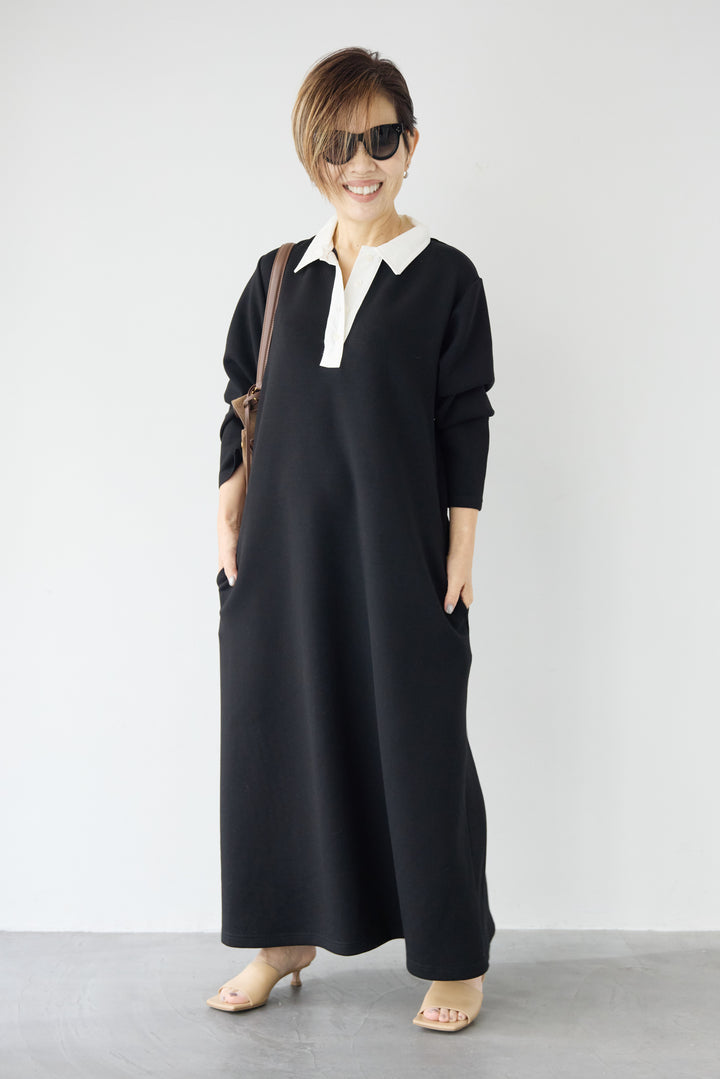 配色シャツカラー ダンボールワンピース