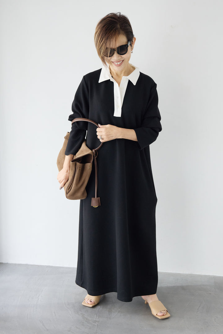 配色シャツカラー ダンボールワンピース