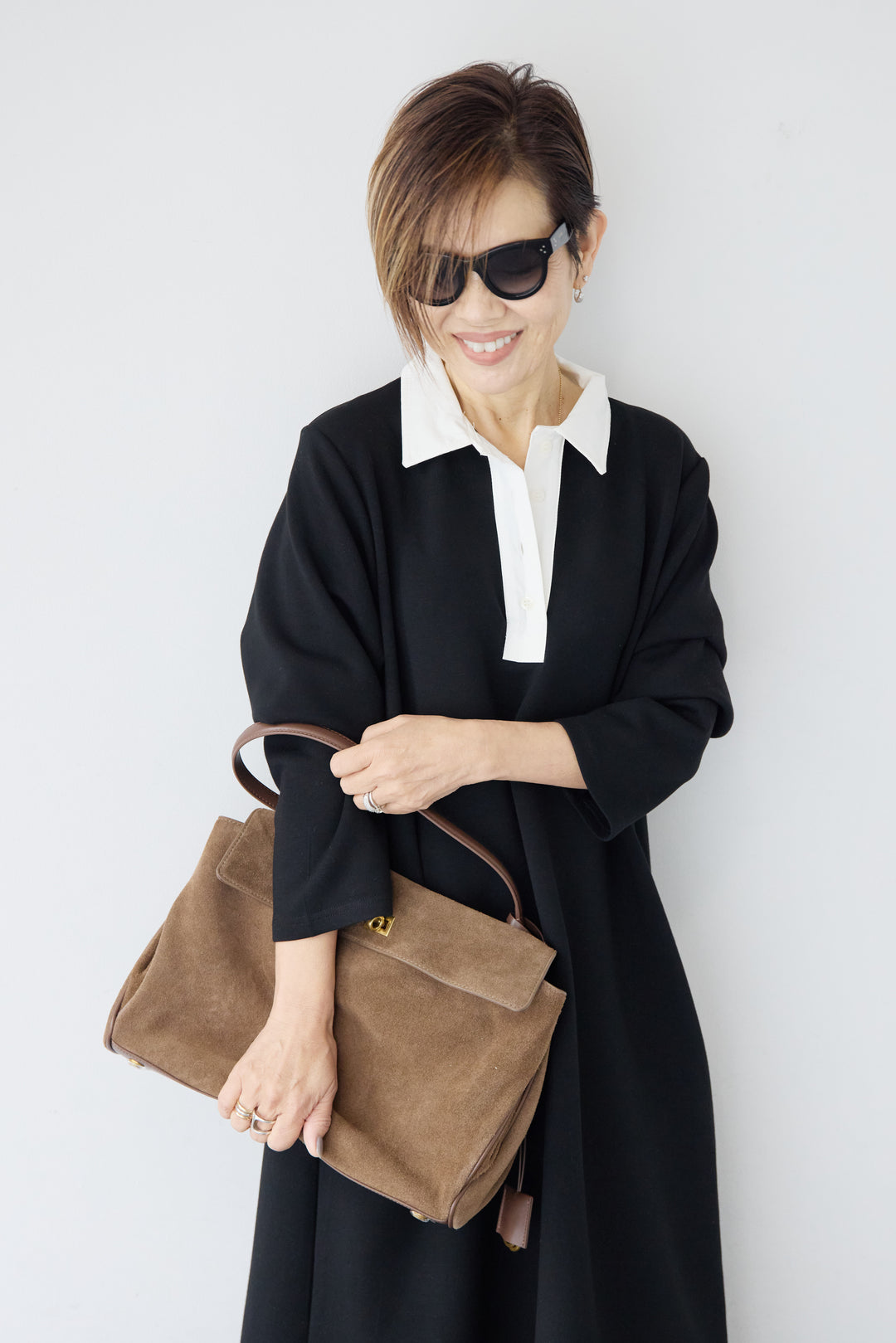 配色シャツカラー ダンボールワンピース