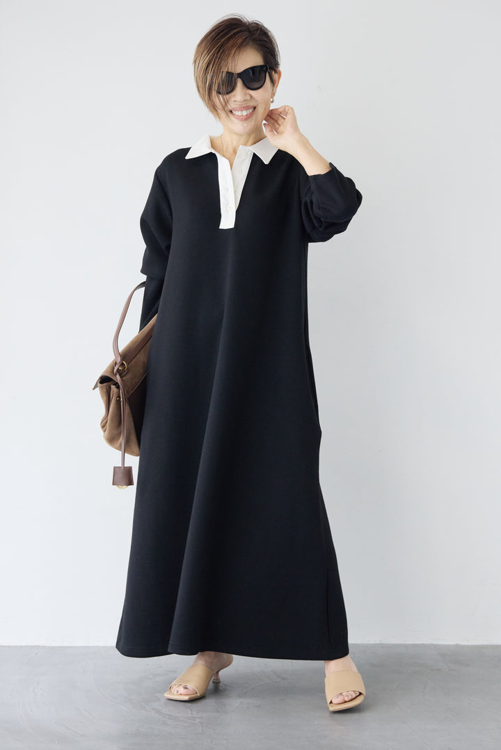 配色シャツカラー ダンボールワンピース