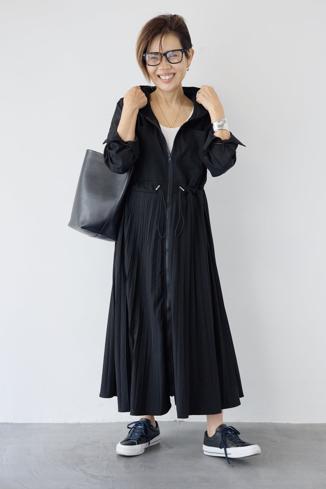 2WAYフーディー プリーツコートワンピース