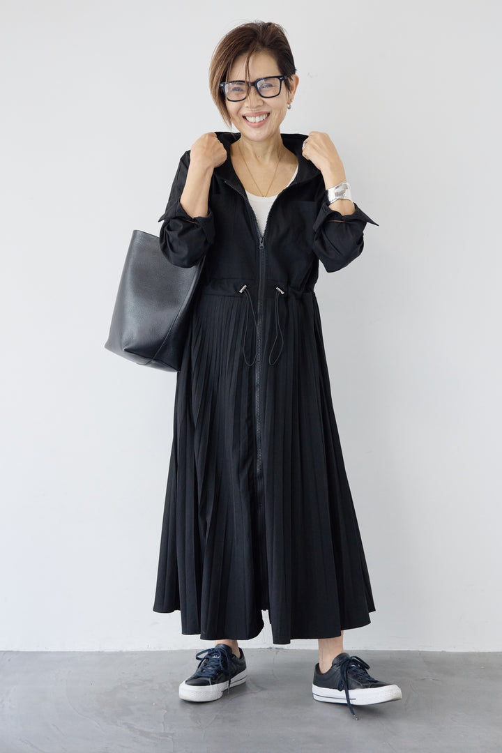 2WAYフーディー プリーツコートワンピース