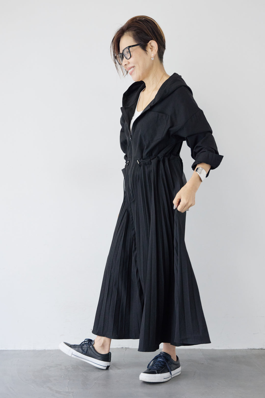 2WAYフーディー プリーツコートワンピース