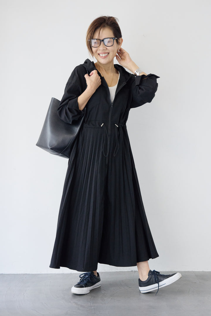 2WAYフーディー プリーツコートワンピース