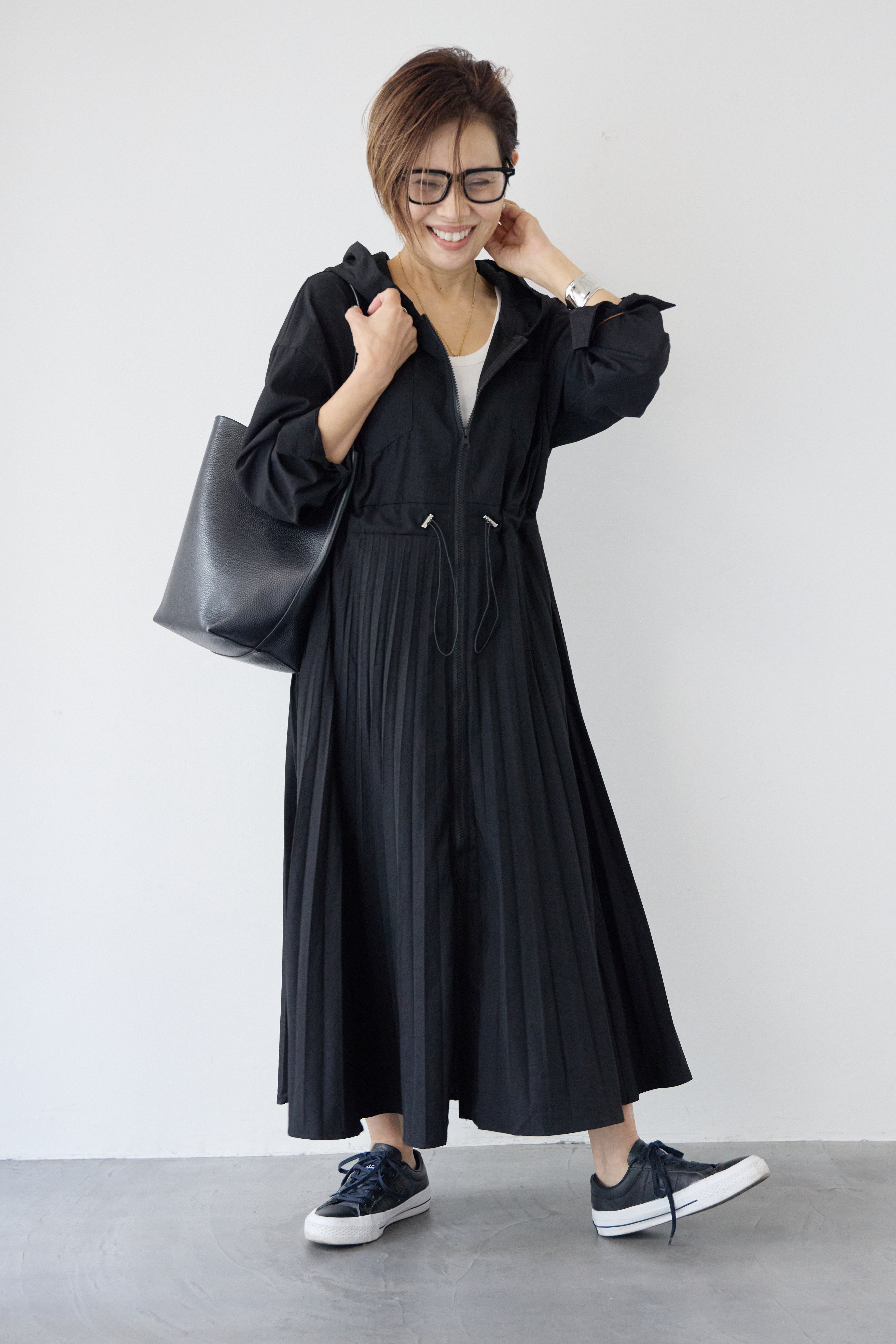 2WAYフーディー プリーツコートワンピース – plusotoha