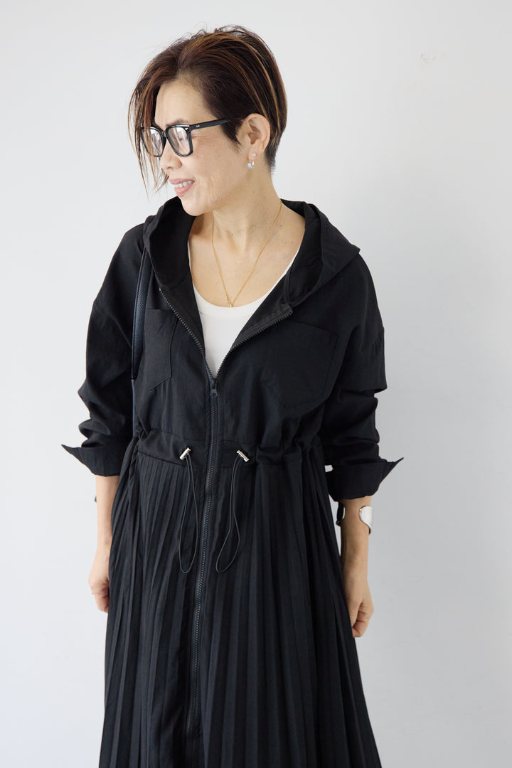 2WAYフーディー プリーツコートワンピース