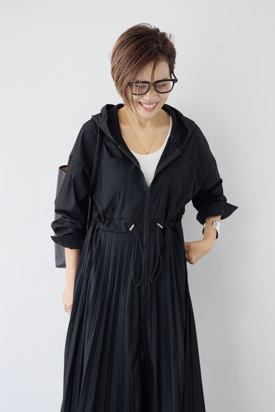 2WAYフーディー プリーツコートワンピース