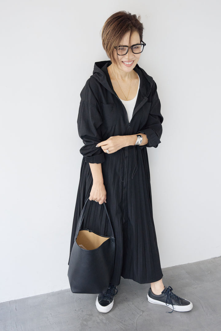 2WAYフーディー プリーツコートワンピース