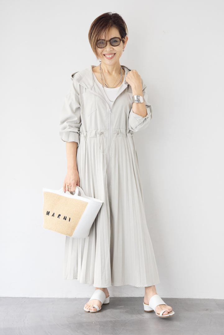 2WAYフーディー プリーツコートワンピース