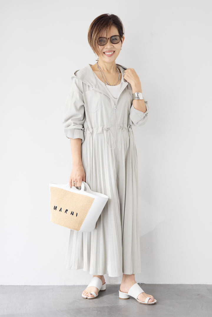 2WAYフーディー プリーツコートワンピース