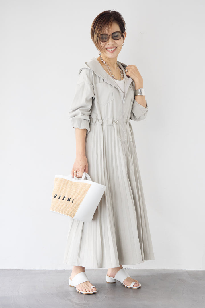 2WAYフーディー プリーツコートワンピース