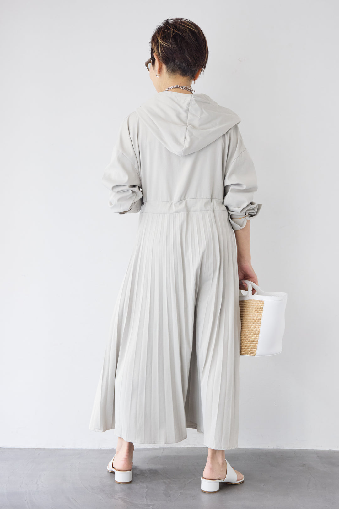 2WAYフーディー プリーツコートワンピース