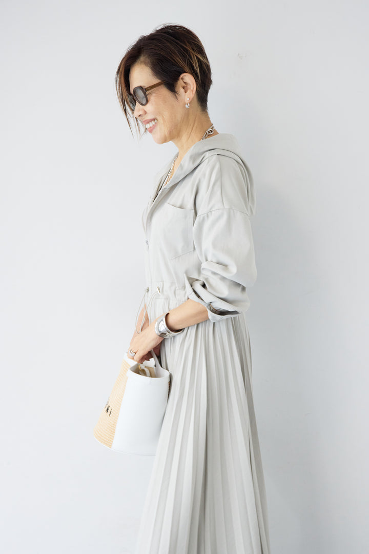 2WAYフーディー プリーツコートワンピース