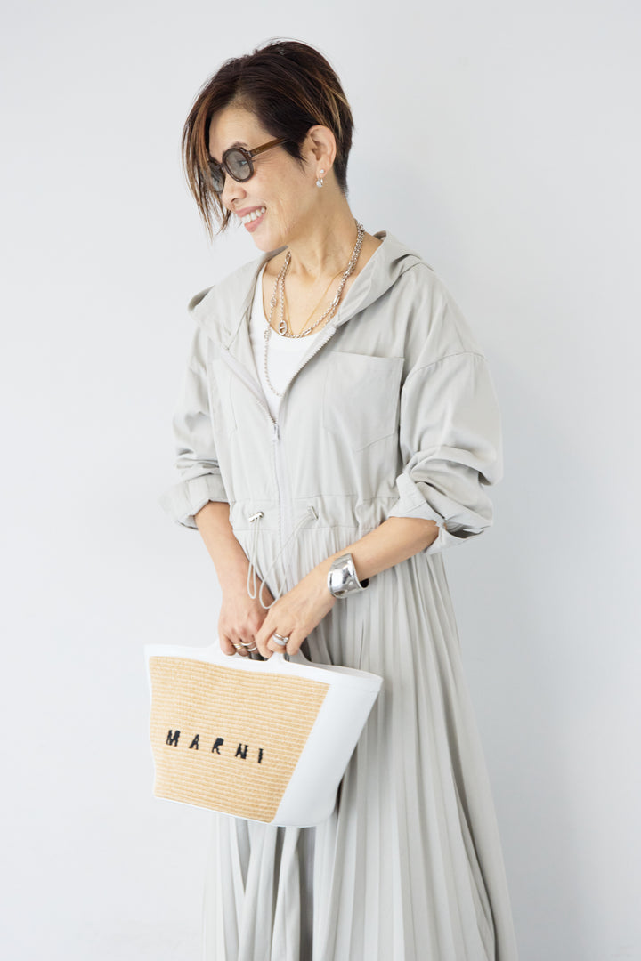 2WAYフーディー プリーツコートワンピース