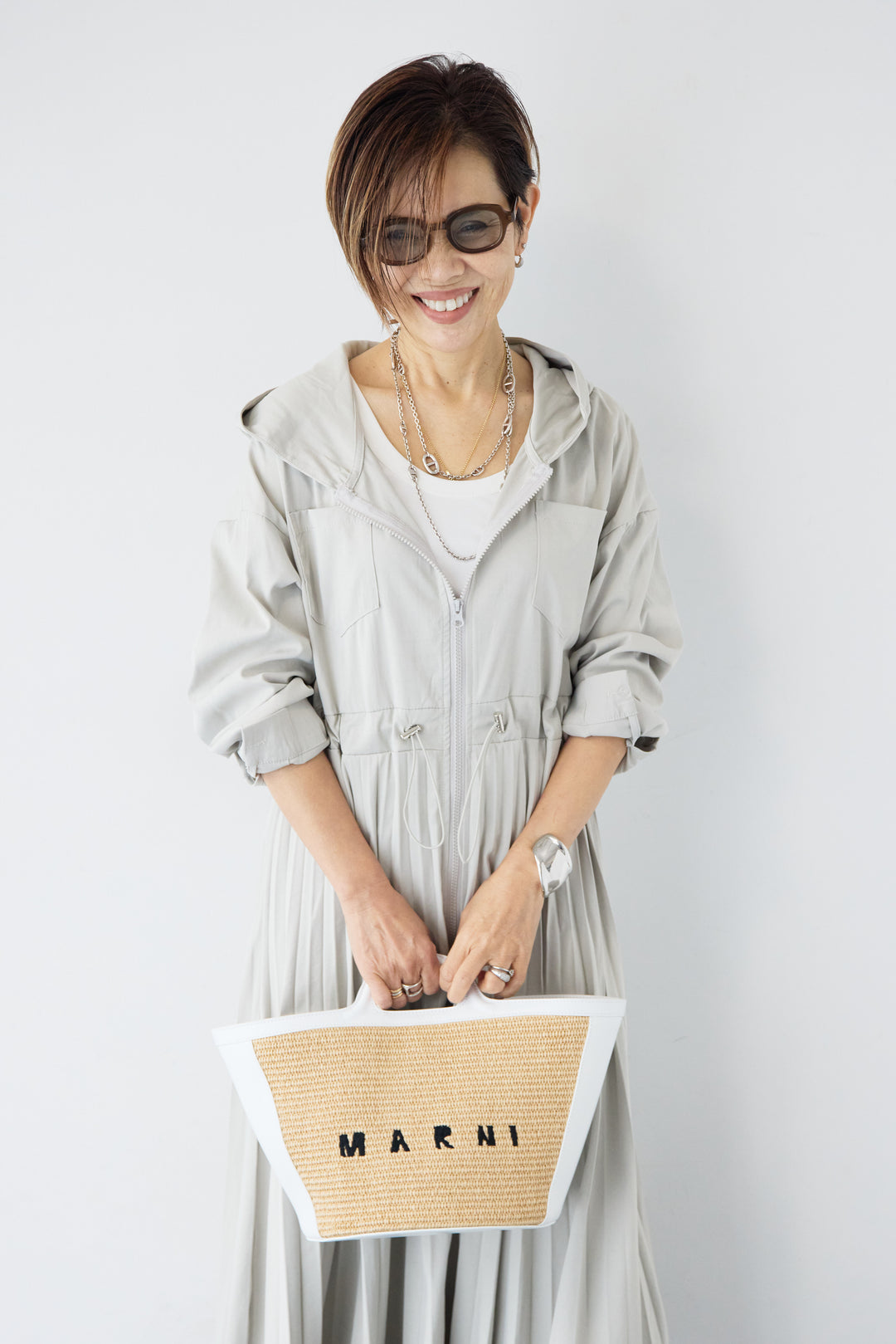 2WAYフーディー プリーツコートワンピース