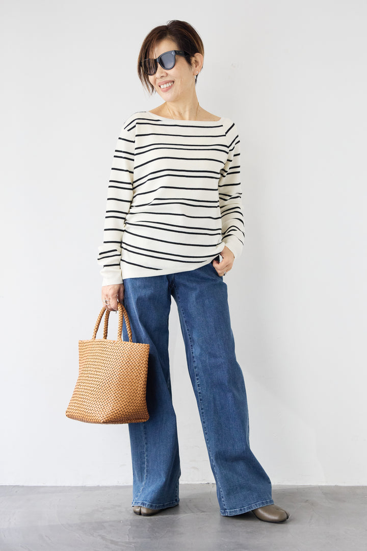 ウエストリブデニムパンツ