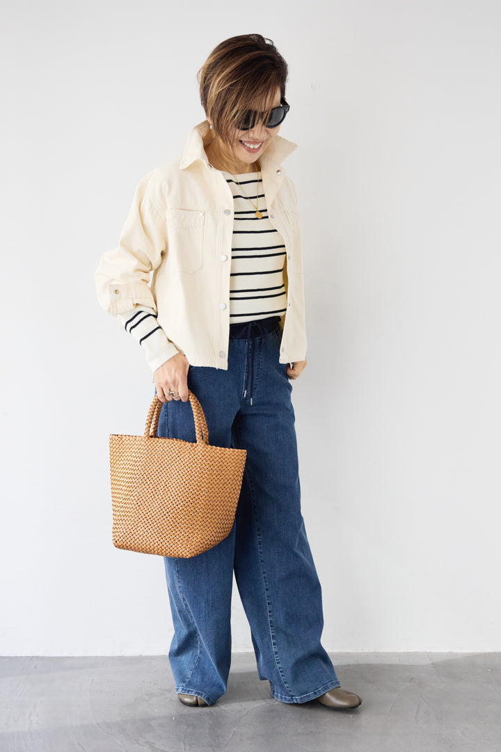 ウエストリブデニムパンツ