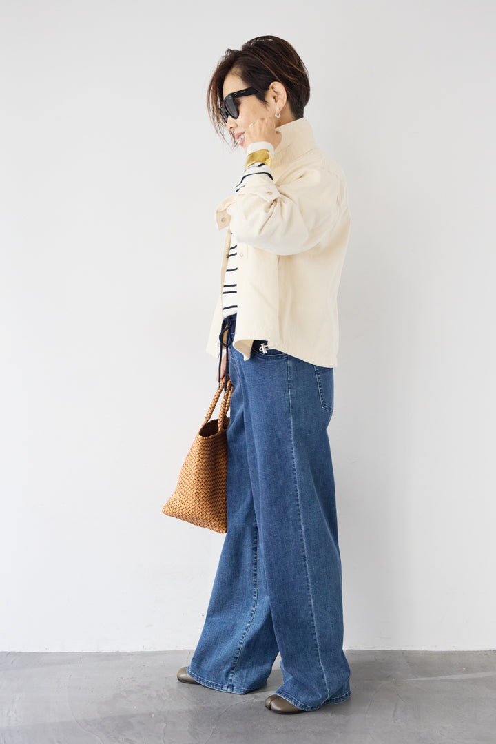 ウエストリブデニムパンツ