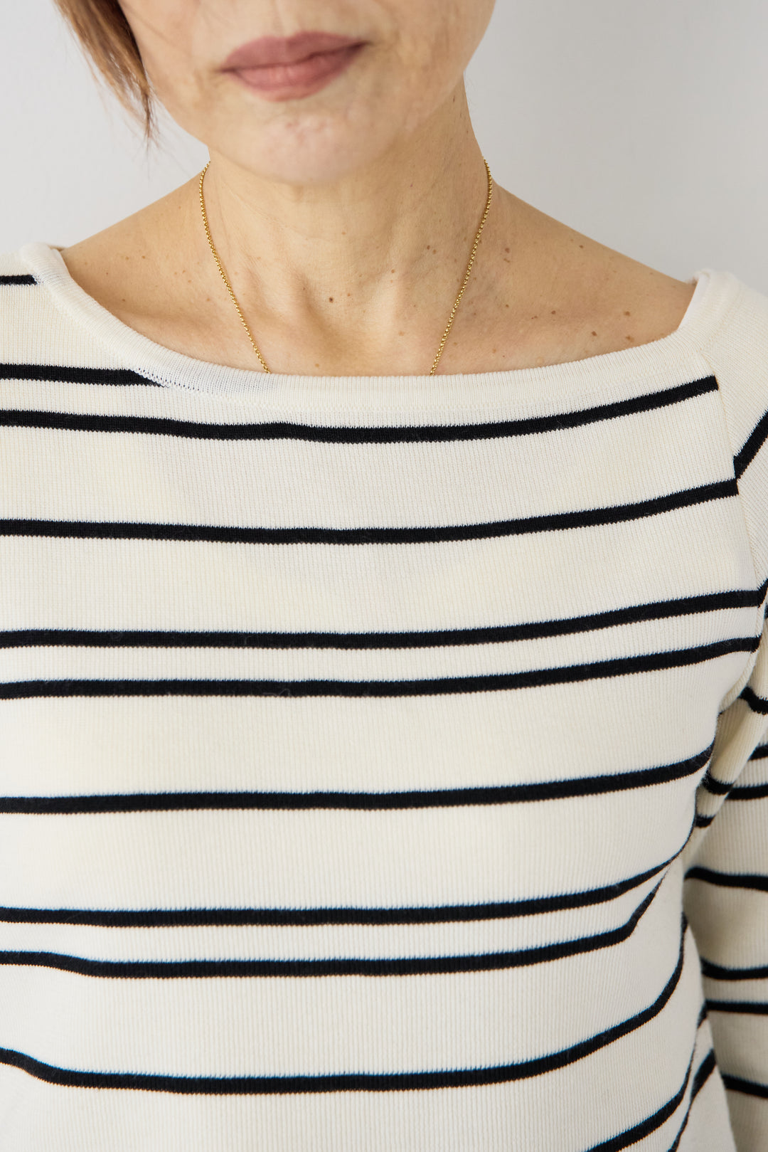 [SET]アシメギャザーボーダーニット+ウエストリブデニムパンツ(2set)