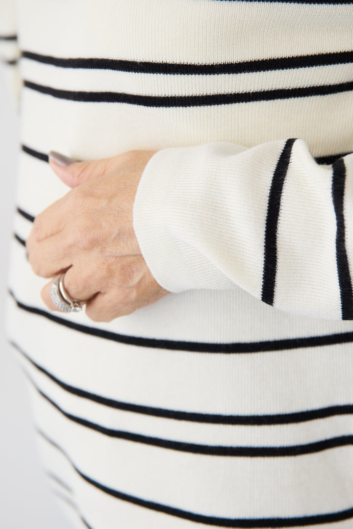 [SET]アシメギャザーボーダーニット+ウエストリブデニムパンツ(2set)