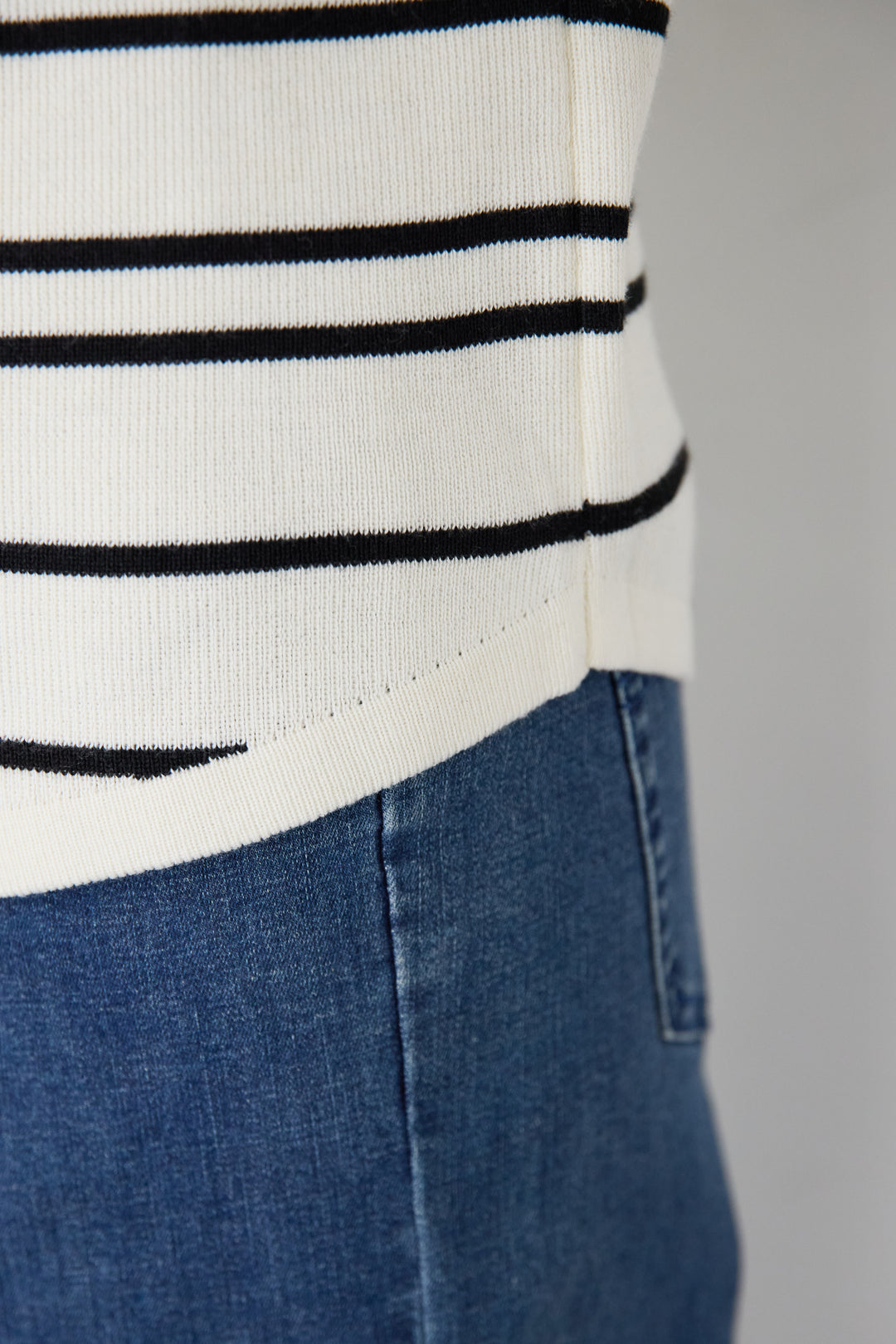 [SET]アシメギャザーボーダーニット+ウエストリブデニムパンツ(2set)