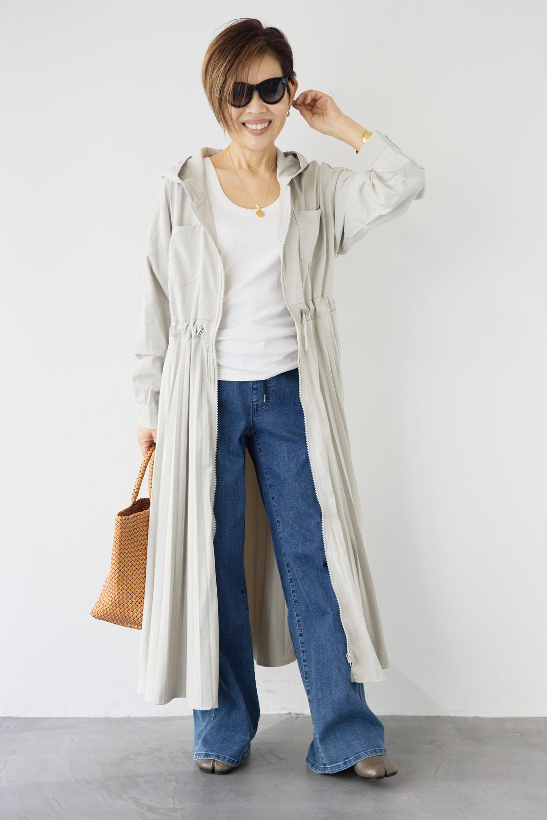 2WAYフーディー プリーツコートワンピース