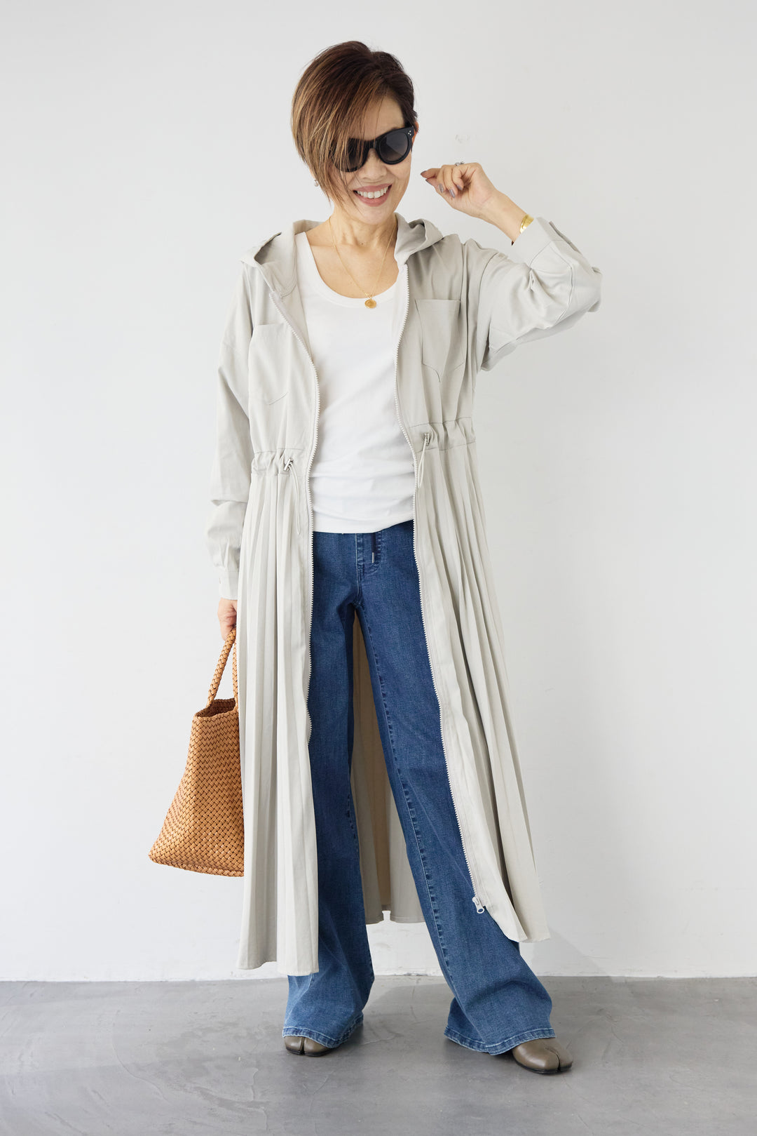 2WAYフーディー プリーツコートワンピース