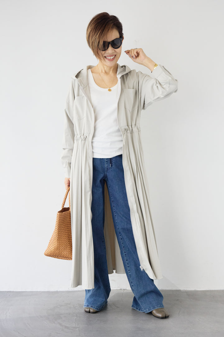 2WAYフーディー プリーツコートワンピース