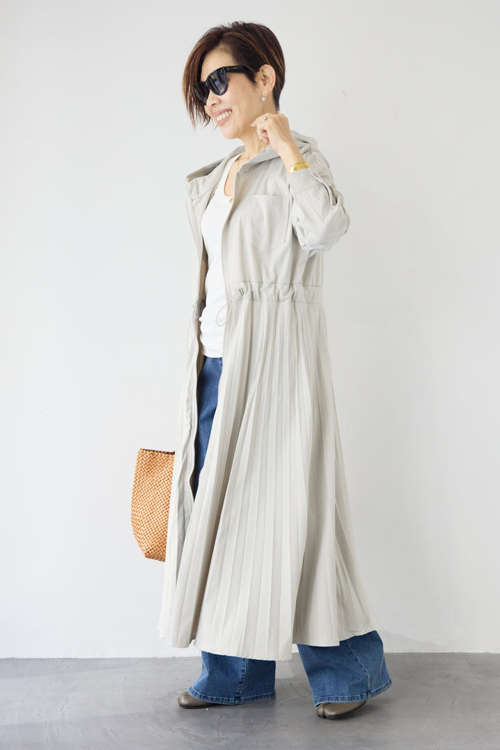 2WAYフーディー プリーツコートワンピース