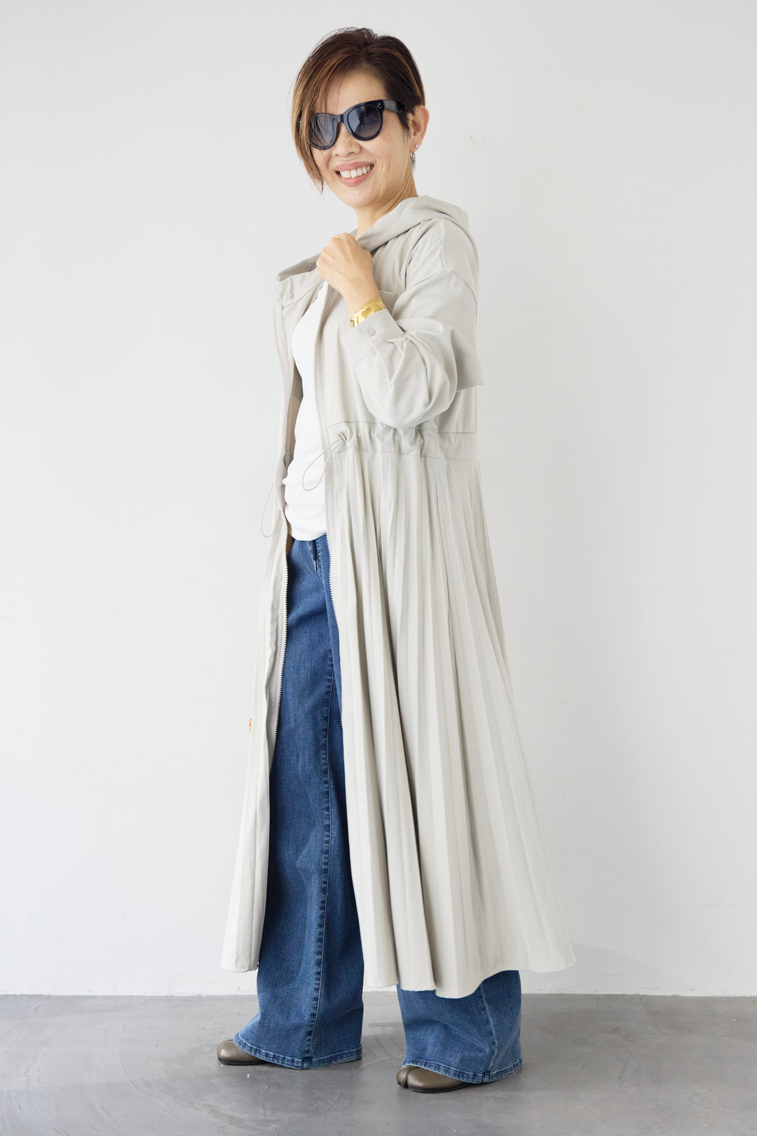 2WAYフーディー プリーツコートワンピース