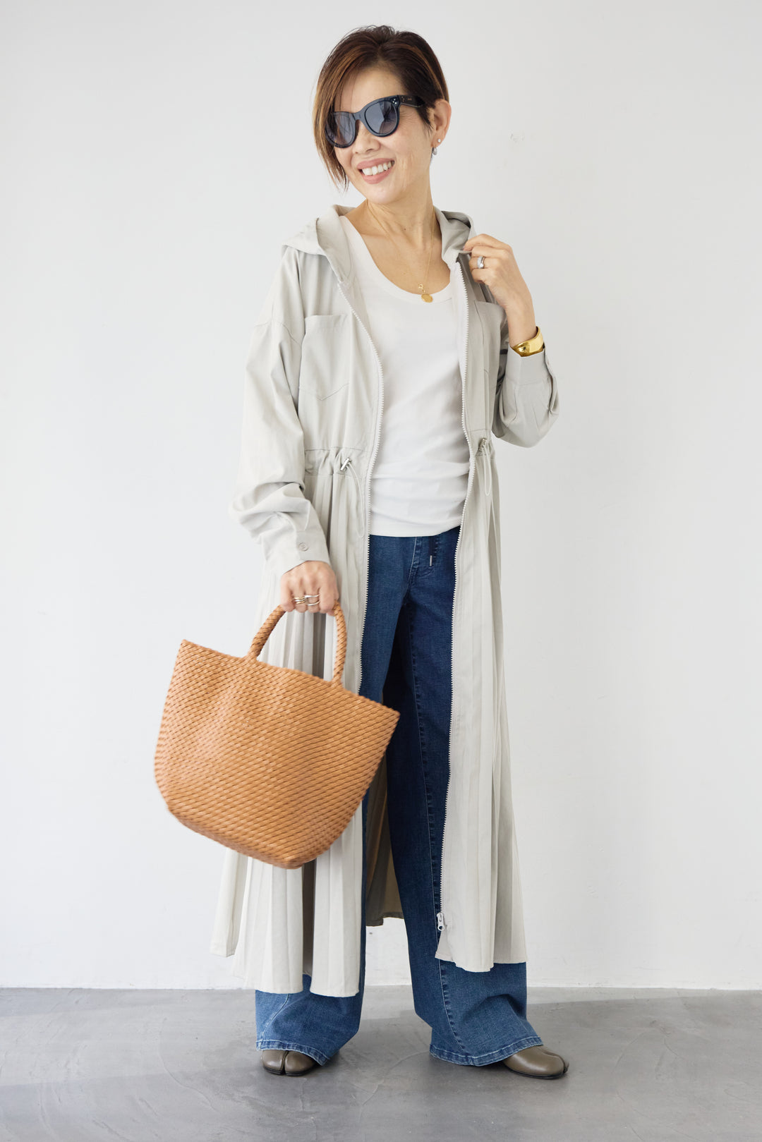 2WAYフーディー プリーツコートワンピース