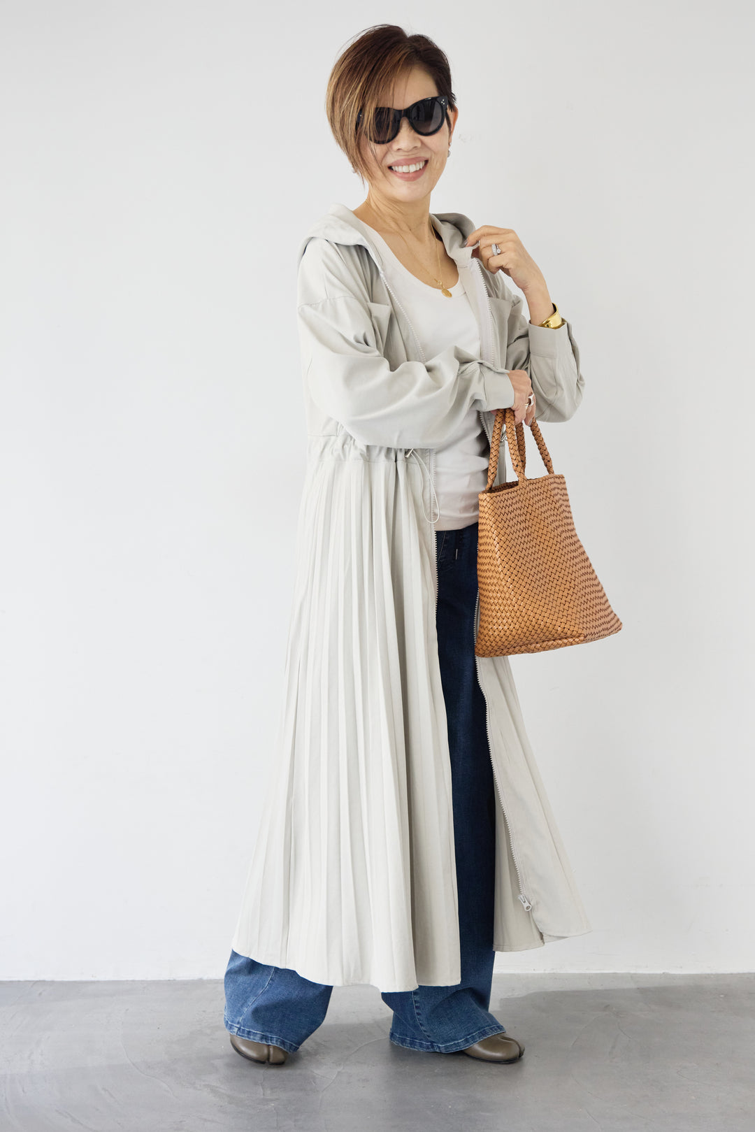 2WAYフーディー プリーツコートワンピース